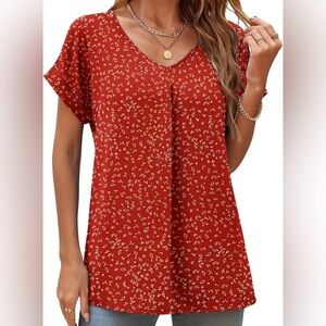 QUEZHU Summer Blouses for Women Elegant Casual V Neck Chiffon Blouses Tops Shirt